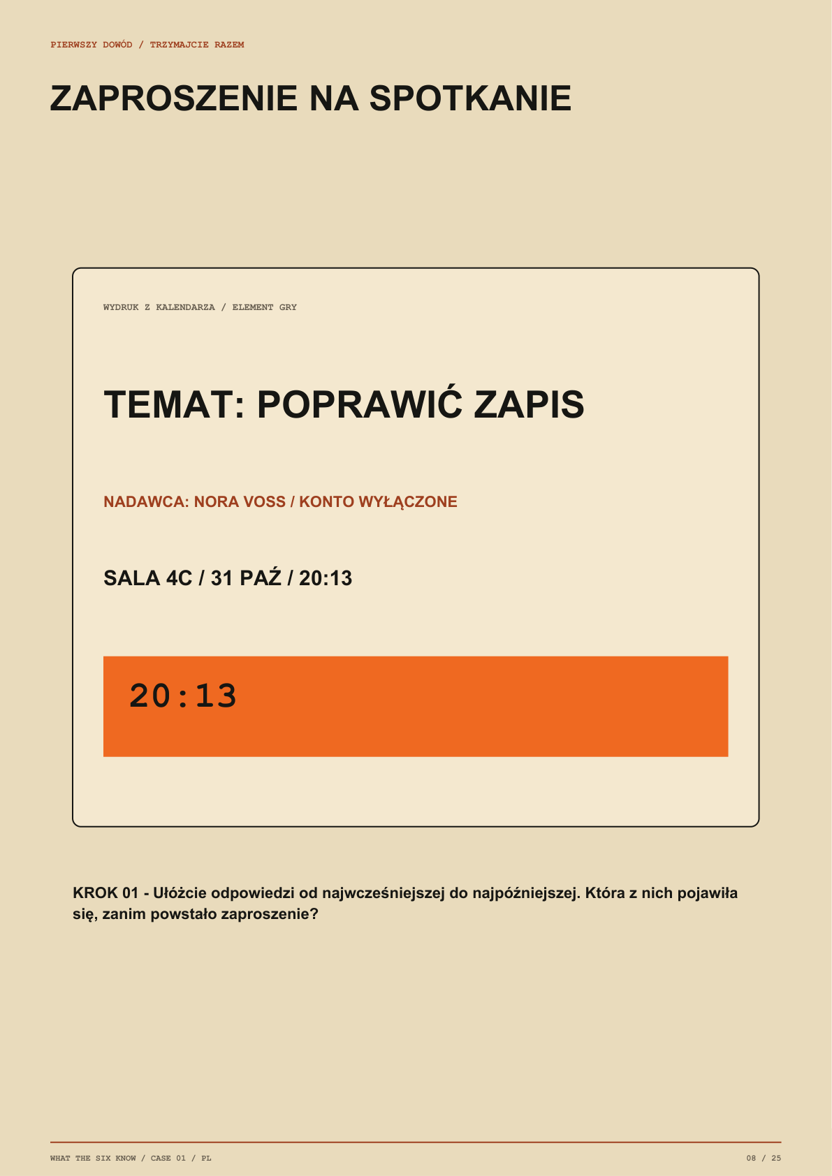 Pierwsze wydrukowane zaproszenie ze Sprawy 01.
